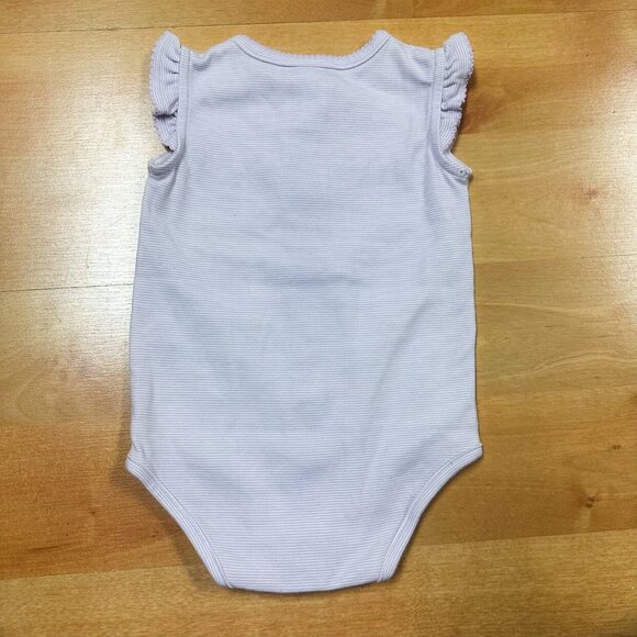 Carters Baby Girl Purple Flutter Sleeve Cat Bodysuit Size 12M - Picture 3 of 5